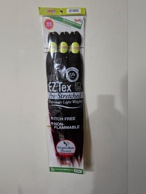 Janet EZTex Pre-Stretched 56" Synthetic Hair - Black with Burgundy Tips pc of 2